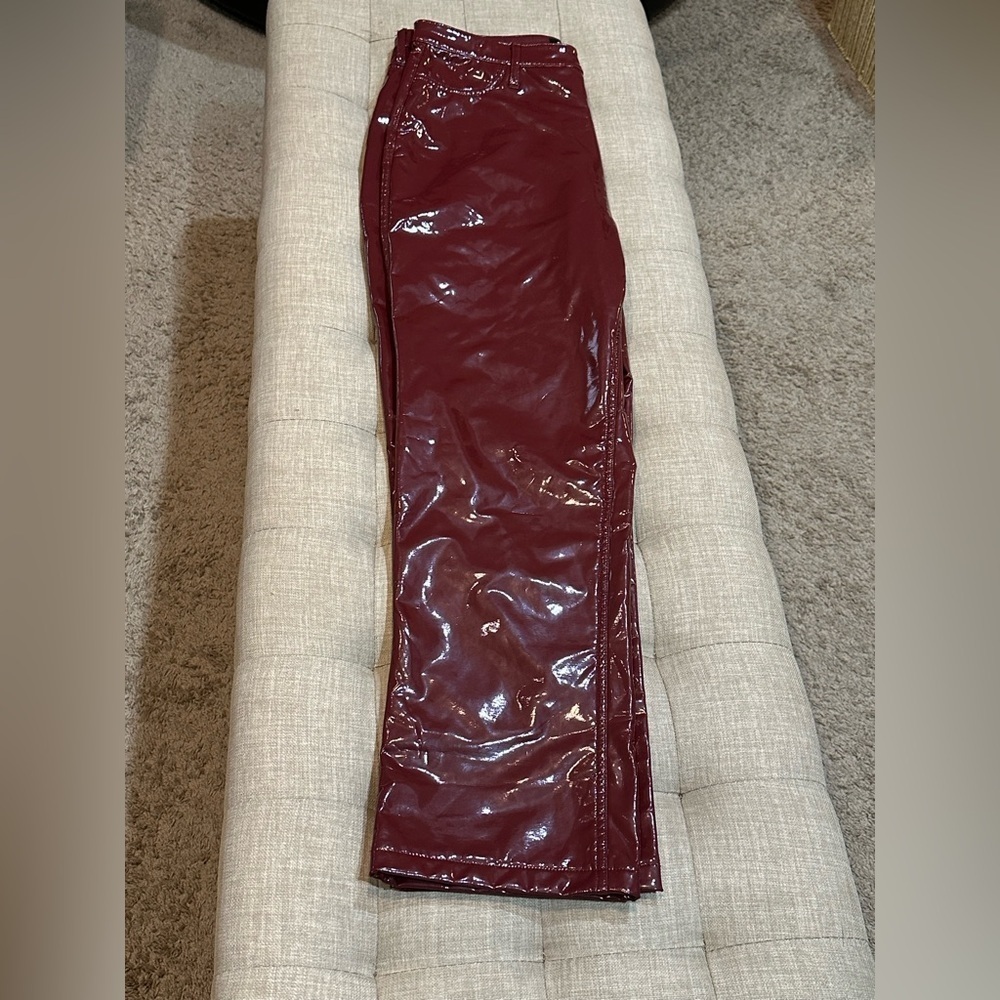 Social Tourist Faux Leather Deep Red Pants - WOMEN’S SIZE 16R (33W) - NWOT - Picture 8 of 13